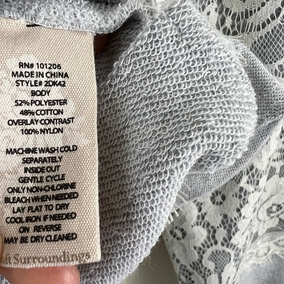 Soft Surroundings Laced Gray Full Zip Long Sleeve Sweater Jacket - Picture 6 of 11